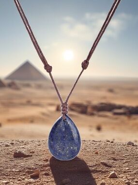 Natural Handmade Blue Lapis Lazuli Teardrop Pendant Necklace NEW